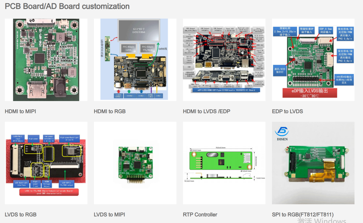 LCD-ekrano kun PCB-tabulo